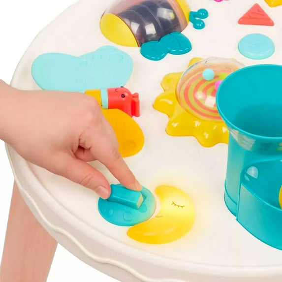 B. play Baby Activity Table Lights Sounds 7 Educational Activities Sturdy Wood