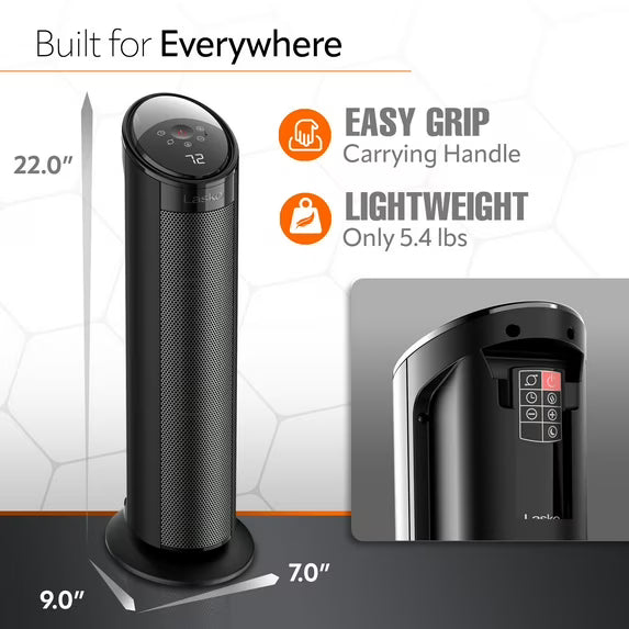 Lasko 22" Ceramic Tower Heater with Remote — Stay Warm in Every Corner, Safely
