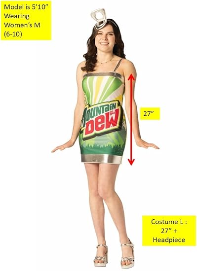Imposta Costumes Women Mountain Dew Dress w/ Hair Accessory Green Size Medium