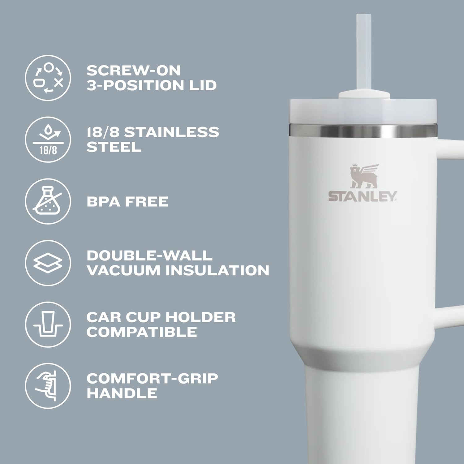 Stanley Quencher H2.0 30oz Tumbler Handle Straw BPA-Free Cup