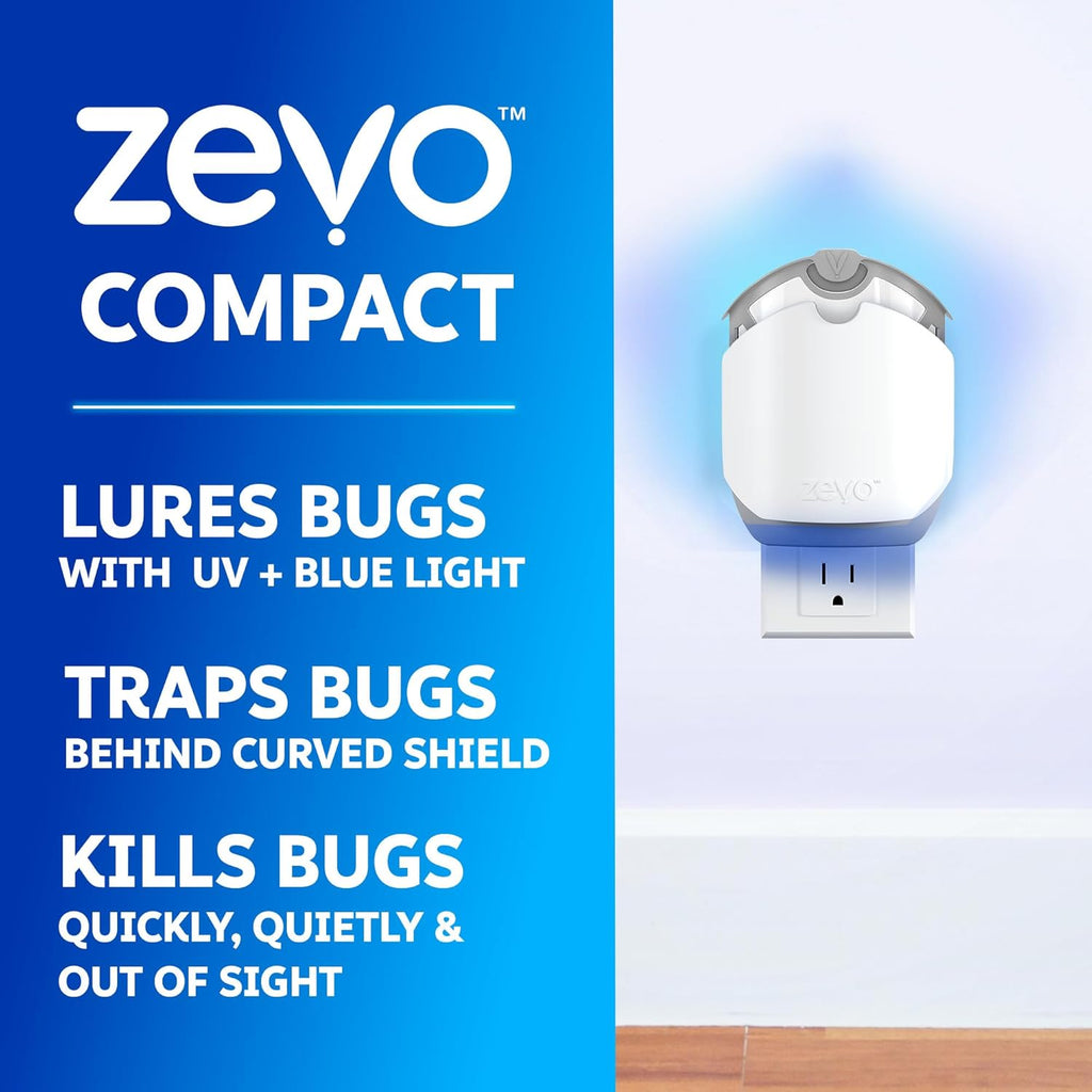 Zevo Compact Flying Insect Trap Refill Cartridges – Compatible with Zevo Compact & Plant Traps | Captures Fruit Flies, Gnats & House Flies | 2 Refill Pack