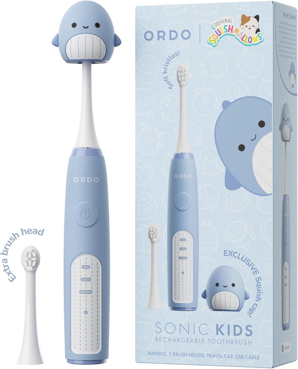 ORDO Sonic Kids Rechargeable Toothbrush - Squishmallows Samir - Blue