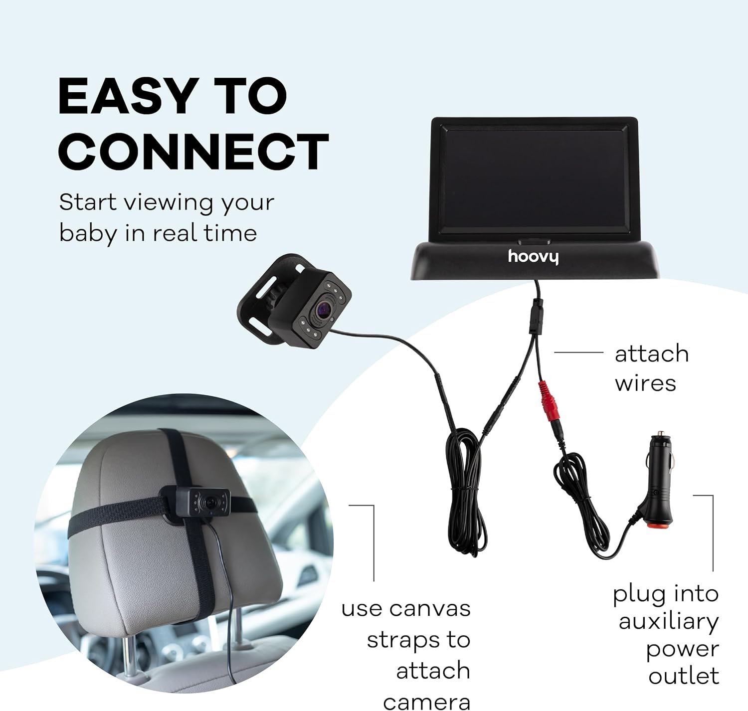 Hoovy Easy To Install Baby Car Camera Monitor with HD Real Time