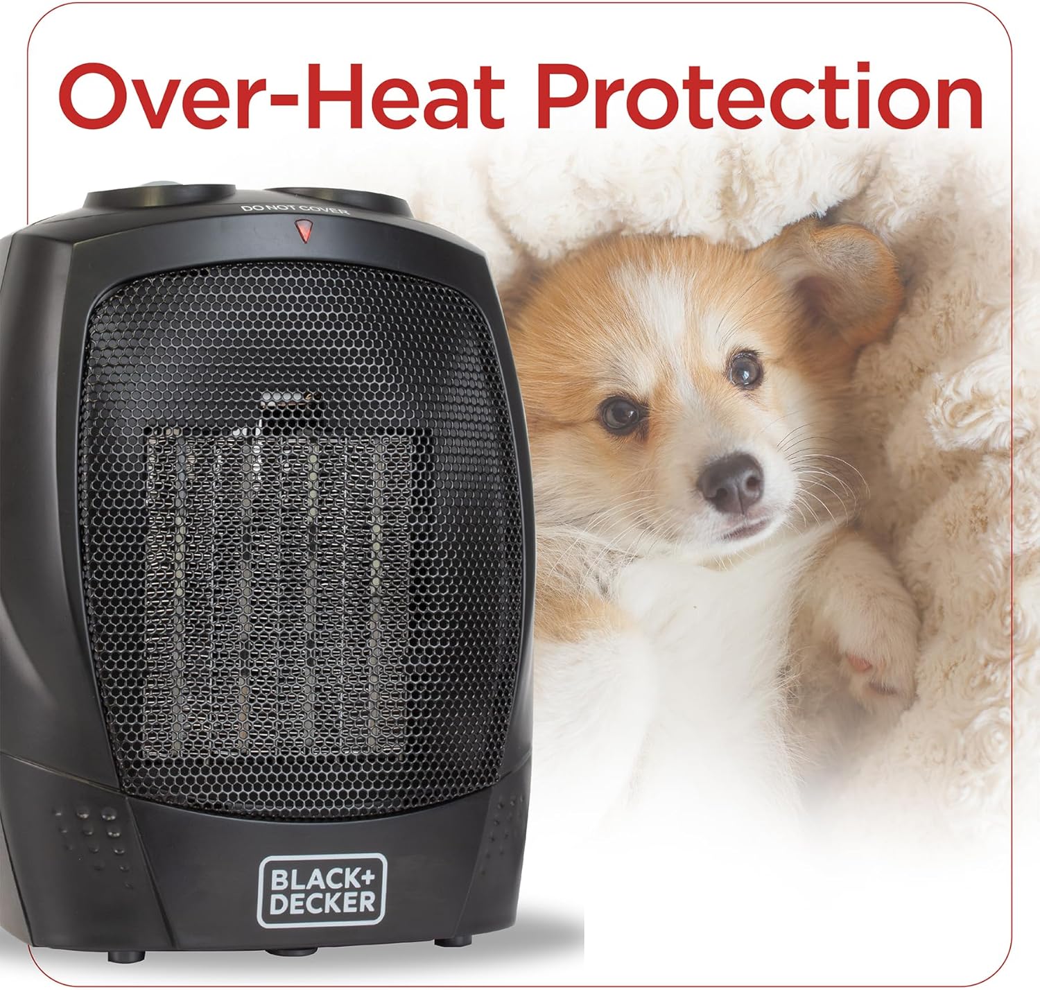 BLACK+DECKER Personal Ceramic Space Heater – 1500W Desktop Heater with Thermostat, 3 Heat Settings & Safety Shutoff, Black