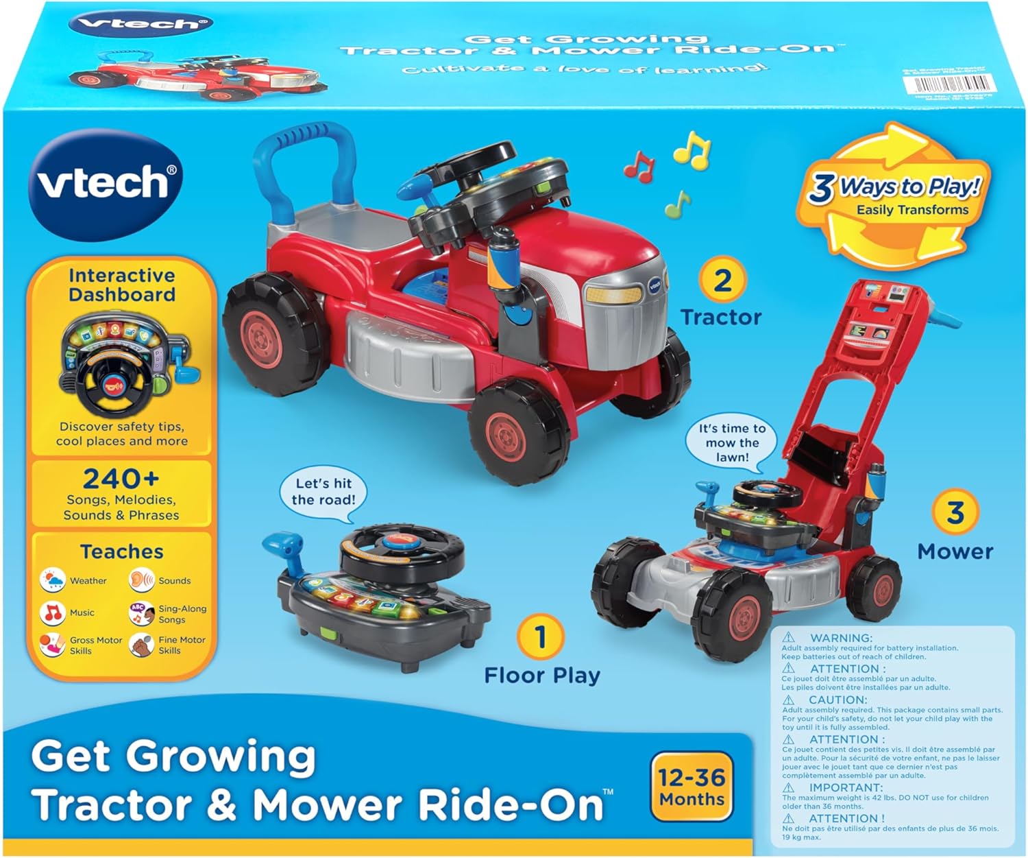 VTech Get Growing Tractor & Mower Ride-On
