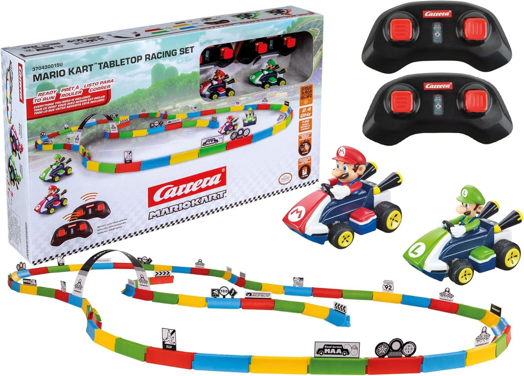 Carrera RC Mario Kart Tabletop Toy Racetrack Set Featuring Mario and Luigi