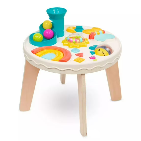 B. play Baby Activity Table Lights Sounds 7 Educational Activities Sturdy Wood