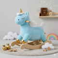 Gigglescape Unicorn Rocker for Toddlers & Kids – Plush Blue Rocking Unicorn Toy