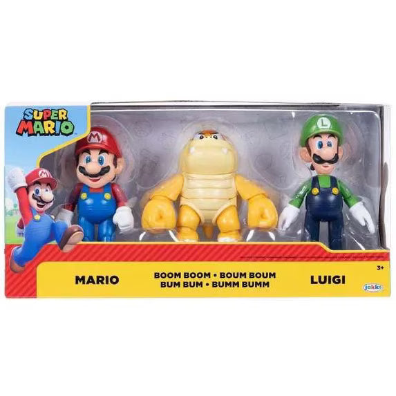 Nintendo Mario, Luigi, and Boom Boom 4" Action Figure Set - 3pk