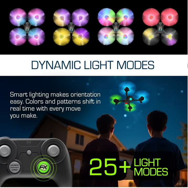Sky Viper Nova Light FX Drone – RGB LED Light Show, 25+ Patterns, One-Touch Stunts, 330ft Range | For Teens & Adults