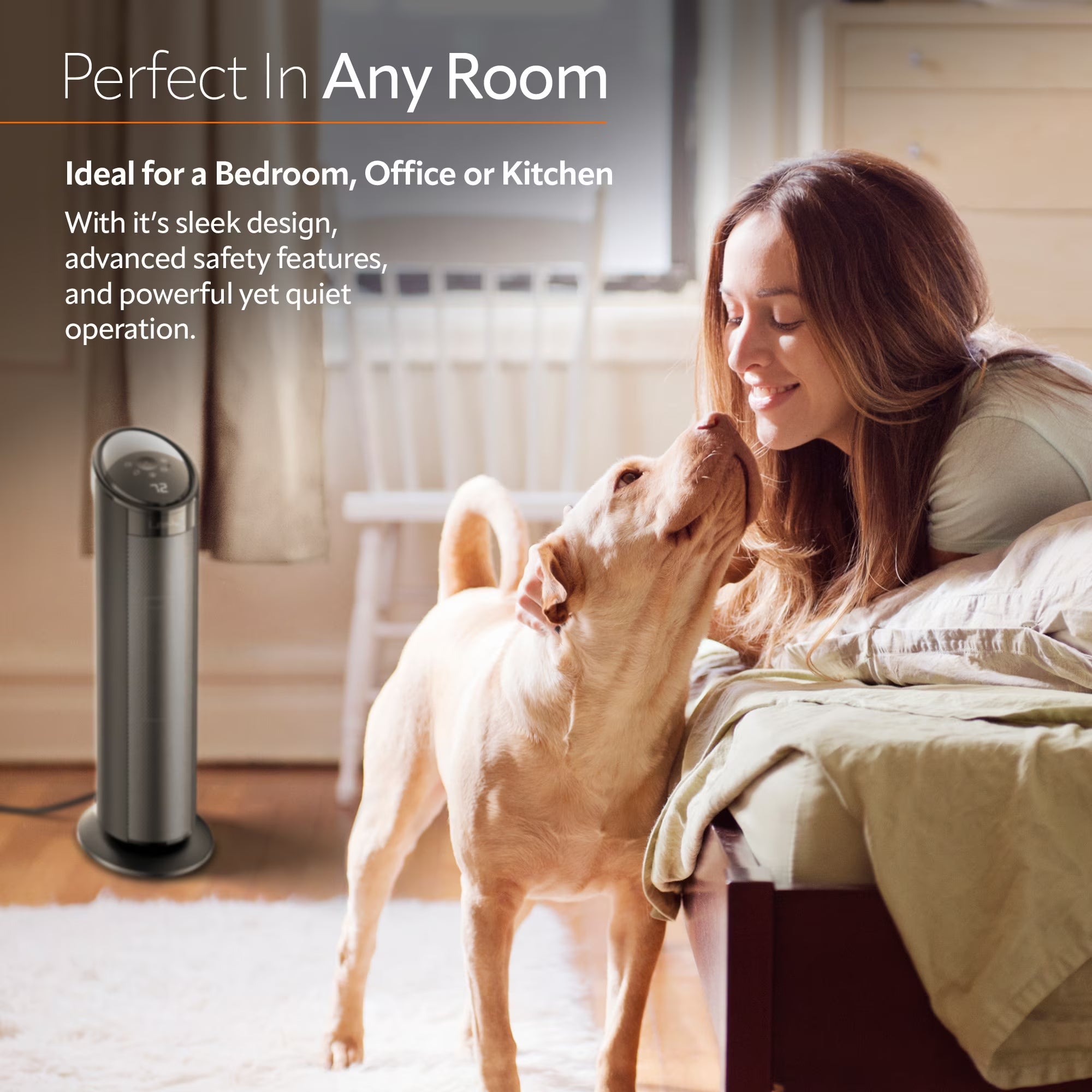 Lasko 22" Ceramic Tower Heater with Remote — Stay Warm in Every Corner, Safely
