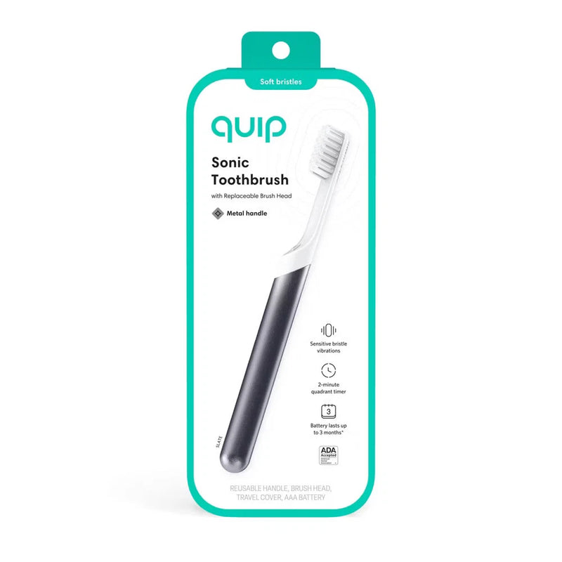 Quip Sonic Electric Metal Toothbrush with Travel Case – Slate