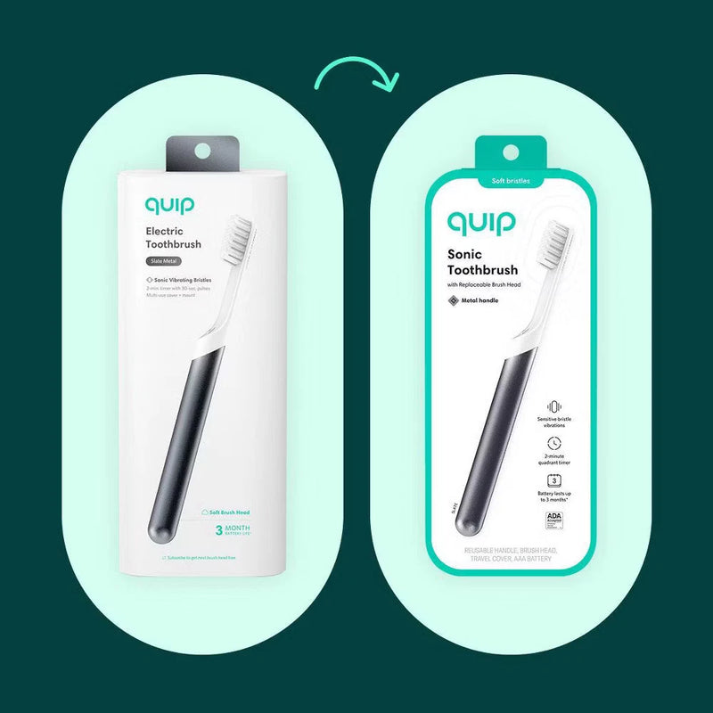 Quip Sonic Electric Metal Toothbrush with Travel Case – Slate