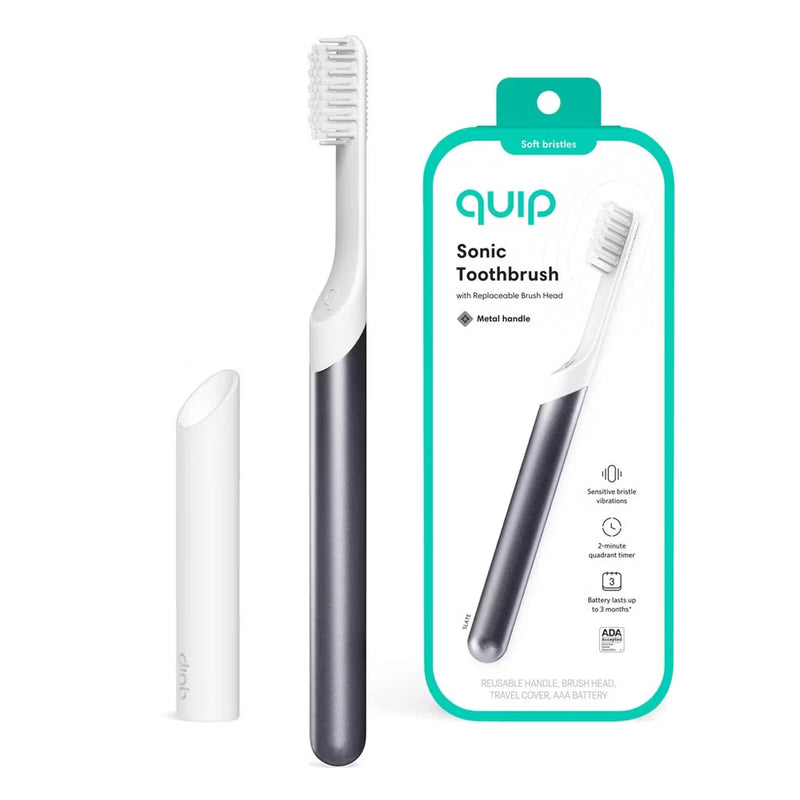 Quip Sonic Electric Metal Toothbrush with Travel Case – Slate