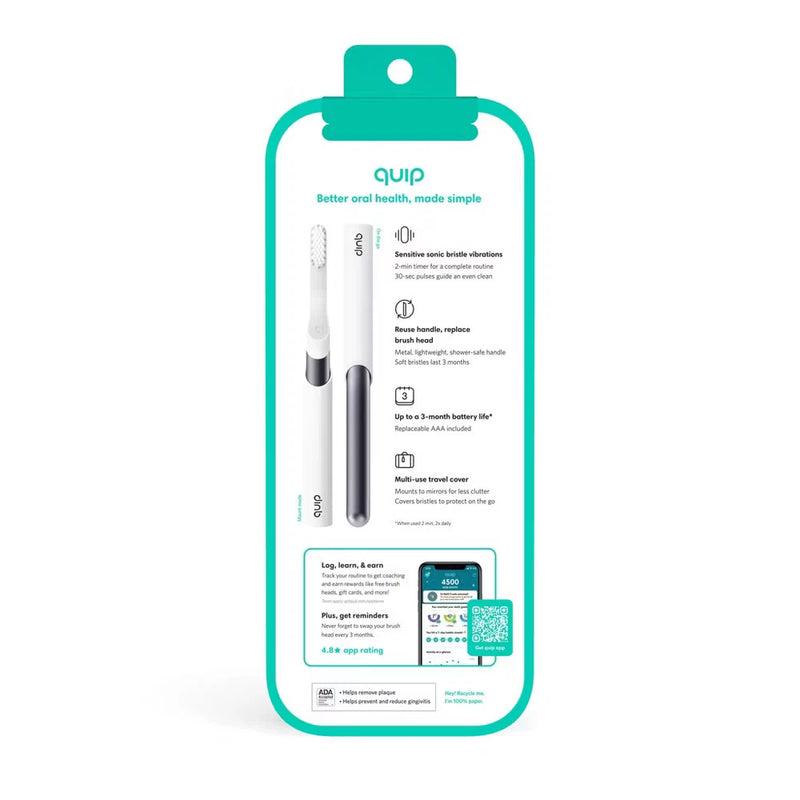 Quip Sonic Electric Metal Toothbrush with Travel Case – Slate